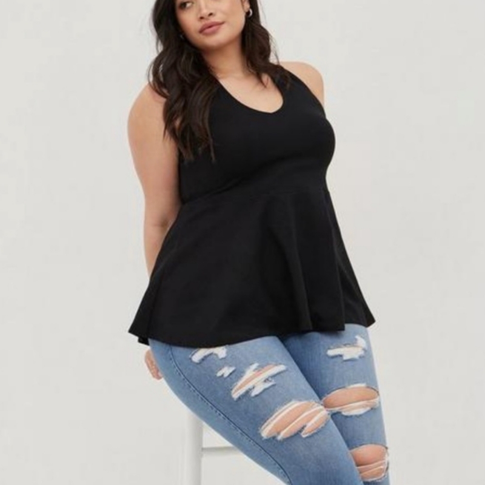 Torrid Black Peplum Halter Top - Size 1